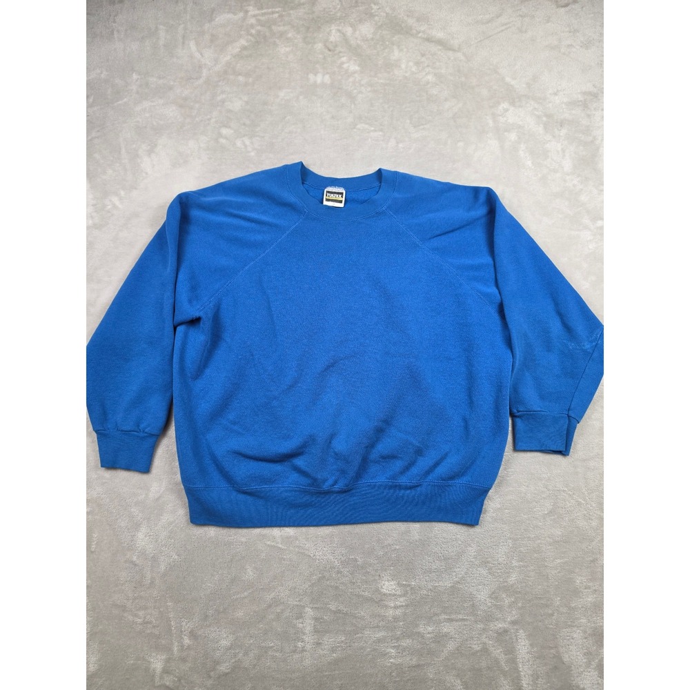 Vintage Tultex Blank Sweatshirt Women 2X Blue Maximum Sweats Raglan Crewneck USA